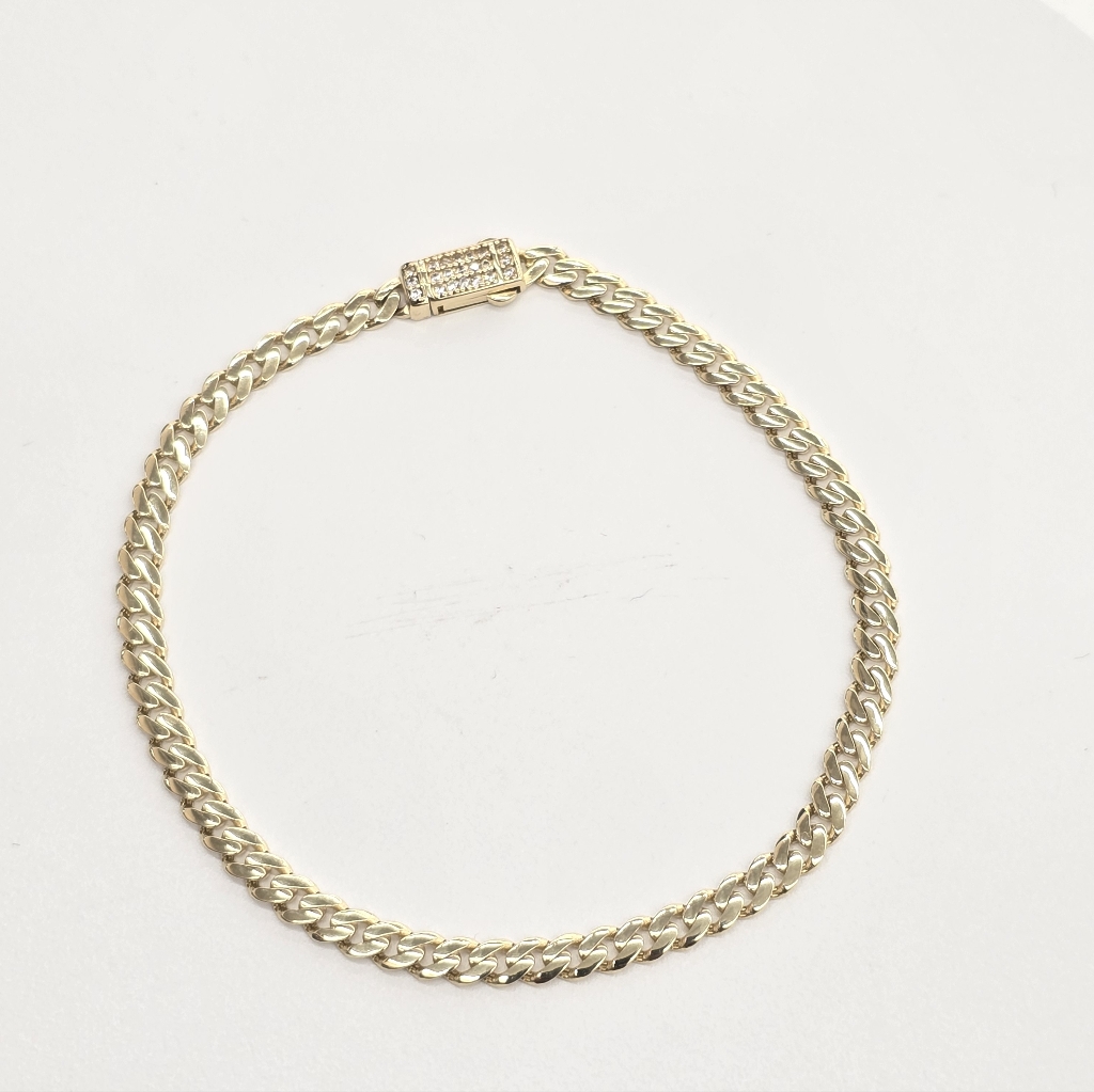 14kt Real Gold Monaco Style Bracelet 3.85mm 7.5 Inches